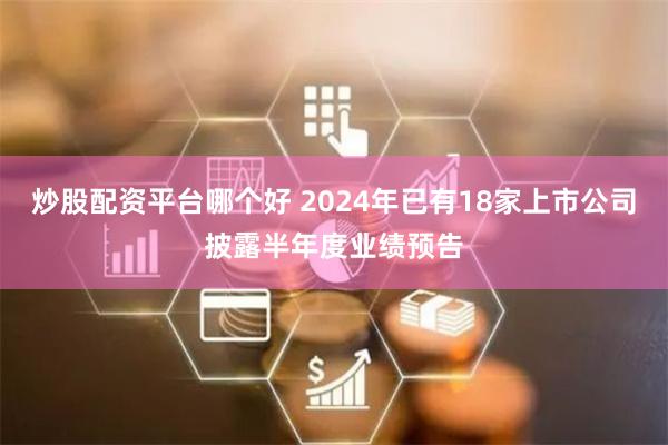 炒股配资平台哪个好 2024年已有18家上市公司披露半年度业绩预告