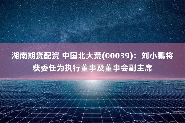 湖南期货配资 中国北大荒(00039)：刘小鹏将获委任为执行董事及董事会副主席